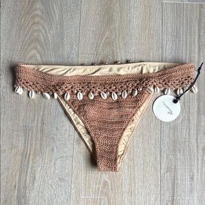 Tularosa Drippin Crochet Bikini Bottom with Shell Accents